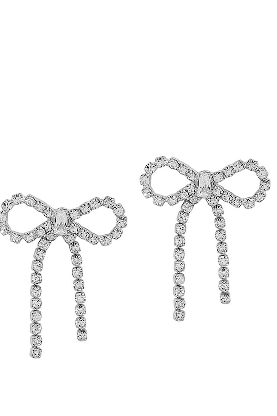 Rhinestone Bow Earrings in Silver or Gold