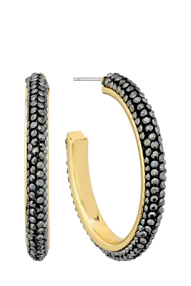 Black Rhinestone Hoop Earrings
