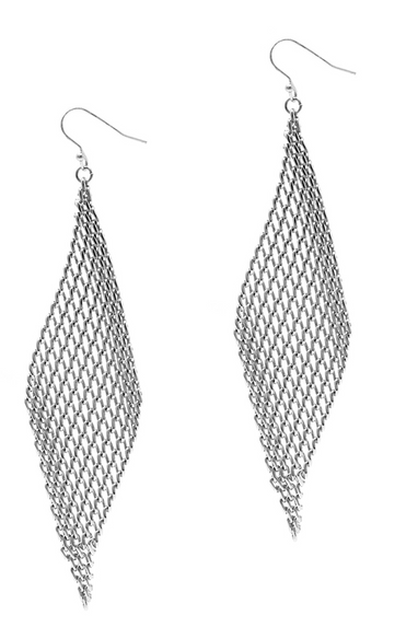 Silver Mesh Chain Earrings