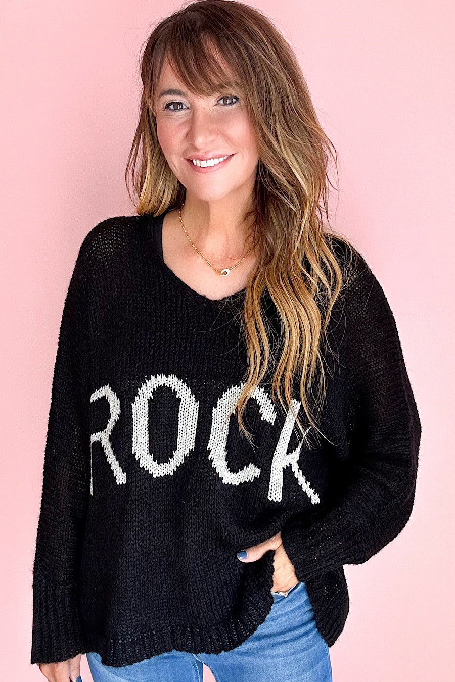 ROCK V-Neck Sweater