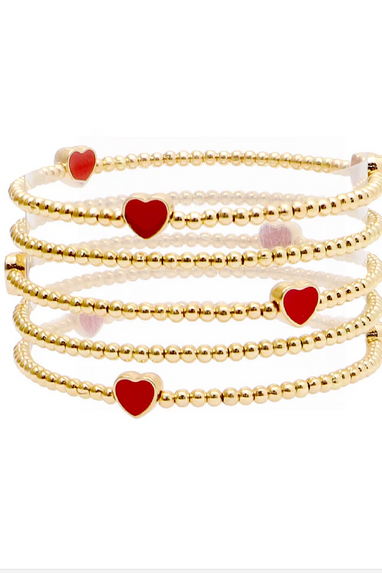 Red Heart 5pc Beaded Bracelet Set