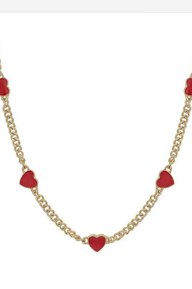 Red Heart Necklace in Gold