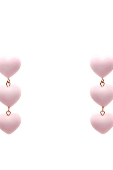 Pink Heart Drop Earrings