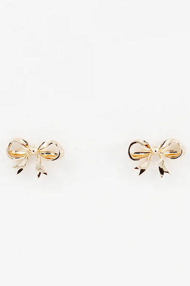 Gold Bow Stud Earrings