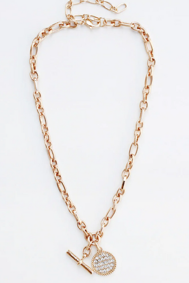 Rhinestone Toggle Necklace Gold