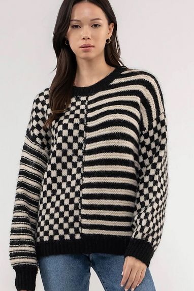 Checkered & Stripe Sweater