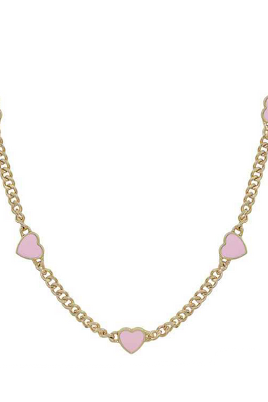 Pink Heart Necklace in Gold