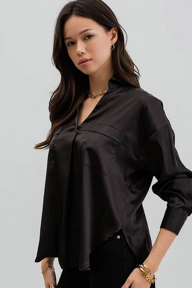 Bryant Park Satin Blouse Black