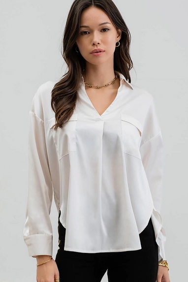 Bryant Park Satin Blouse Ivory