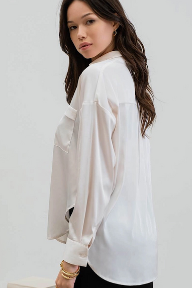 Bryant Park Satin Blouse Ivory