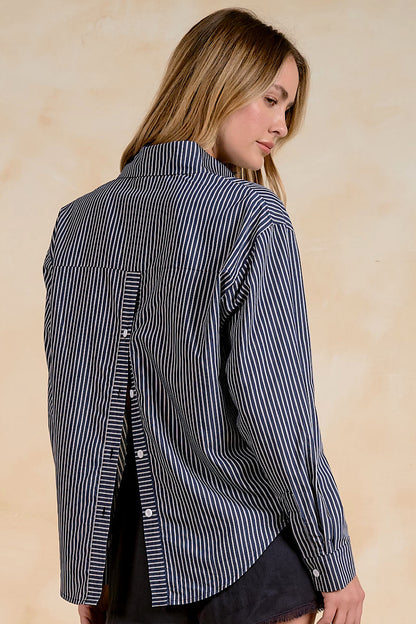 I’m Back Striped Dual Button Down Shirt