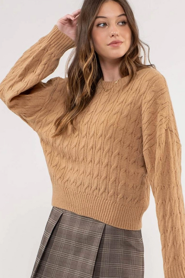 Latte Lover Cable Knit Sweater