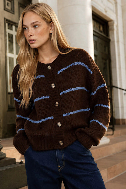 Harmony Striped Jacquard Cardigan Sweater