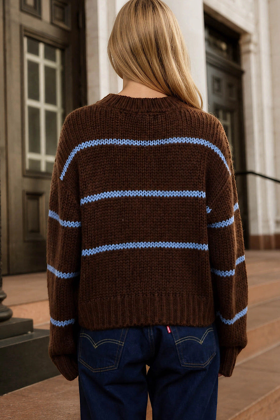 Harmony Striped Jacquard Cardigan Sweater