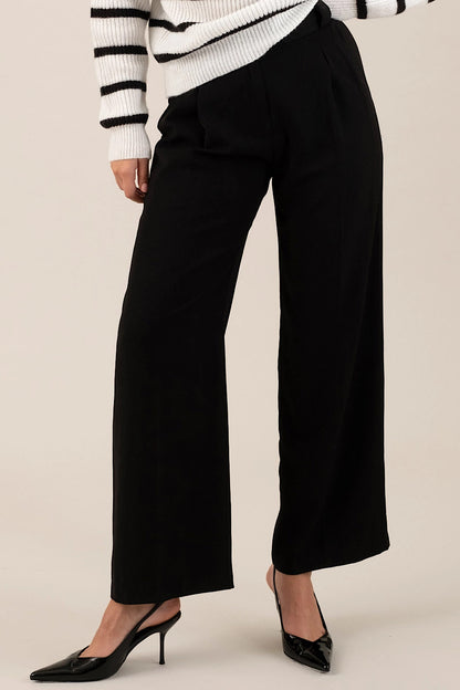 9 to 5 Wide Leg Black Trouser Pants