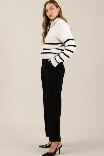 9 to 5 Wide Leg Black Trouser Pants