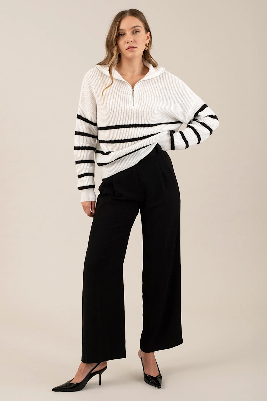 9 to 5 Wide Leg Black Trouser Pants