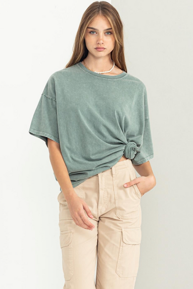 What Goes Around Oversized Tee Grey Green