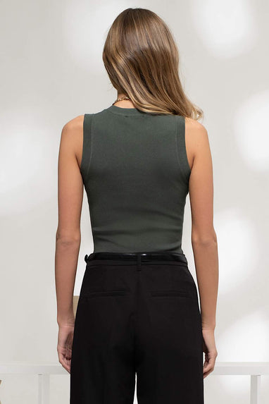 Polished Sleeveless Sweater Olive