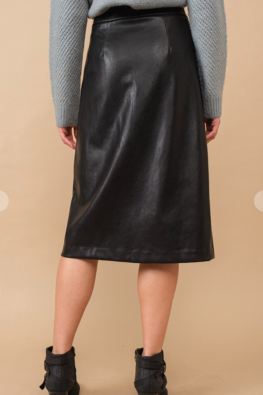 Mirage Faux Leather Midi Skirt