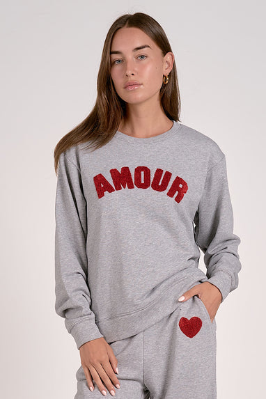 Amour Red Raised Graphic Sweatshirt