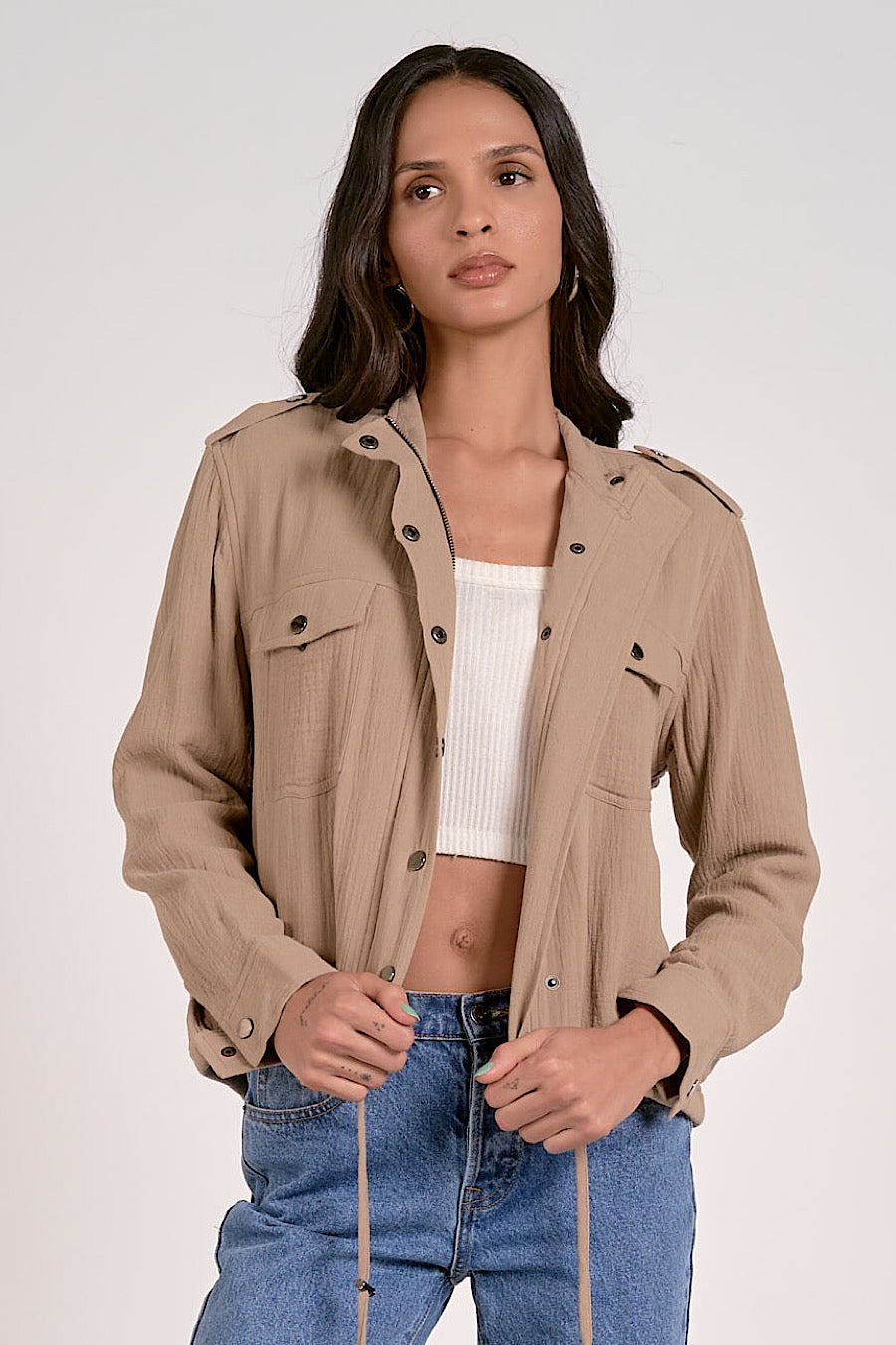 Spring Oasis Gauze Jacket Khaki