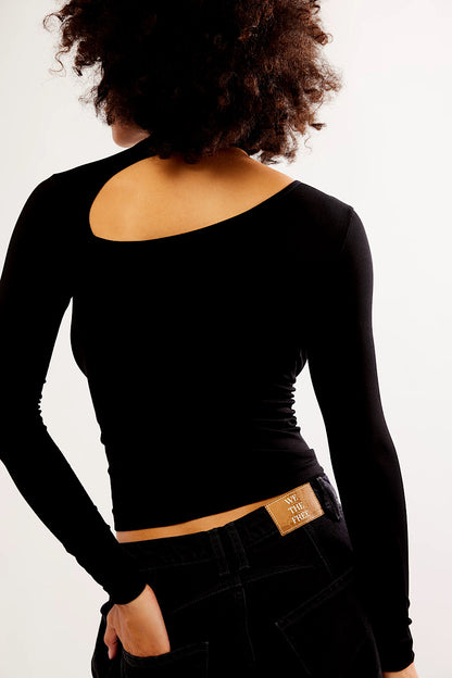 Free People Cut it Out Top Black