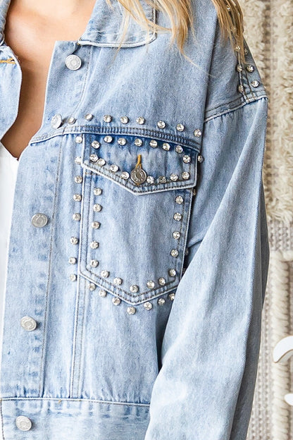 The Stage Rhinestone Studded Denim Jacket
