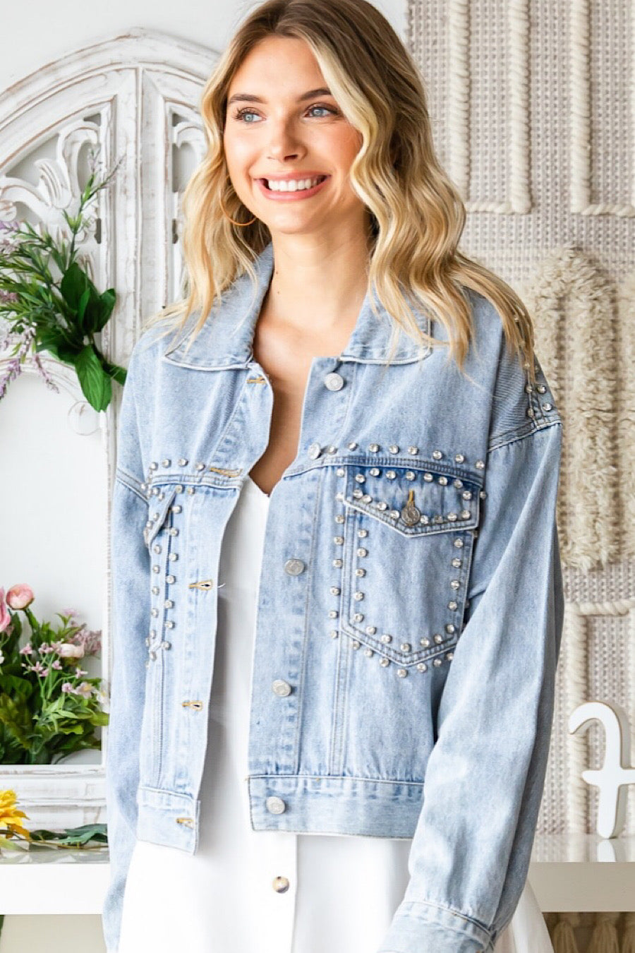 The Stage Rhinestone Studded Denim Jacket