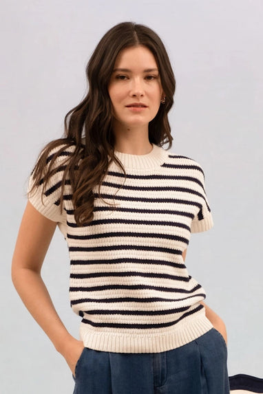 Play it Cool Stripe Short Sleeve Knit Top