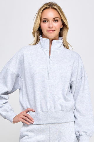 Half Zip Sweatshirt in Light Grey