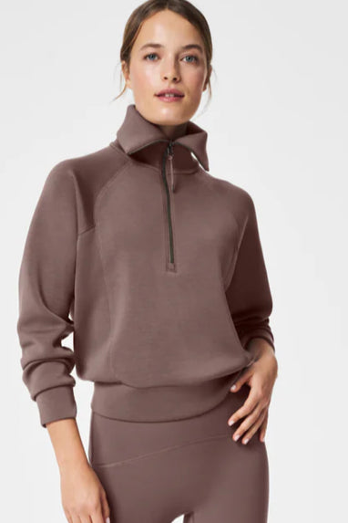 Spanx Air Essentials Half Zip Sweatshirt Smoke