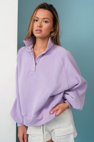 Piper Snap Button Sweatshirt Lavender