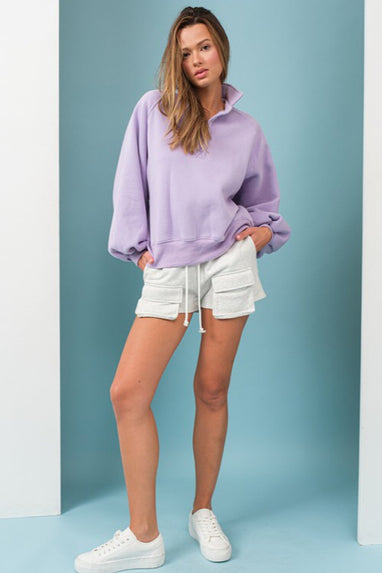 Piper Snap Button Sweatshirt Lavender