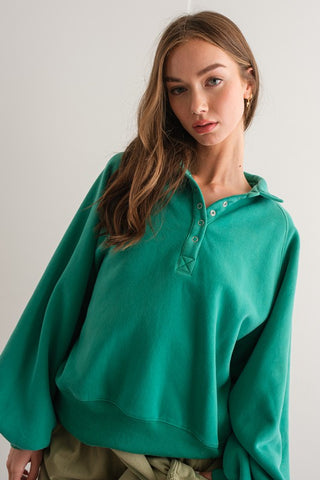 Piper Snap Button Sweatshirt Kelly Green