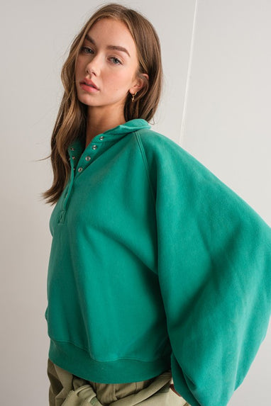 Piper Snap Button Sweatshirt Kelly Green