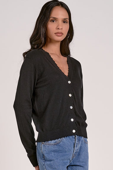 Cashmere Distressed Cardigan Black