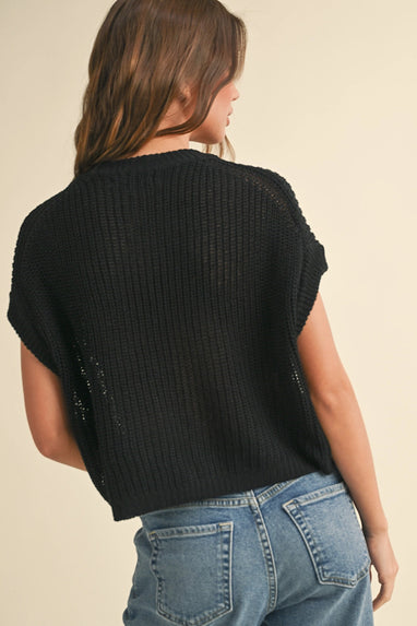 Libbie Knit Short Sleeve Sweater Black