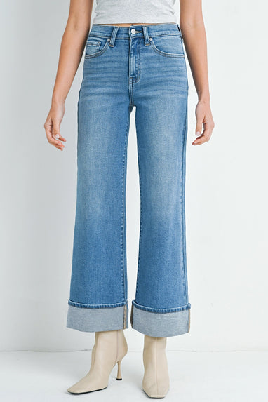 Sarah Cuffed Palazzo Wide Leg Jeans