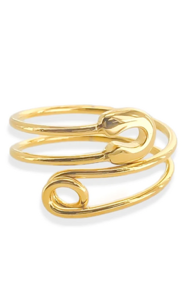 Safety Pin Wrap Ring in Gold or Silver