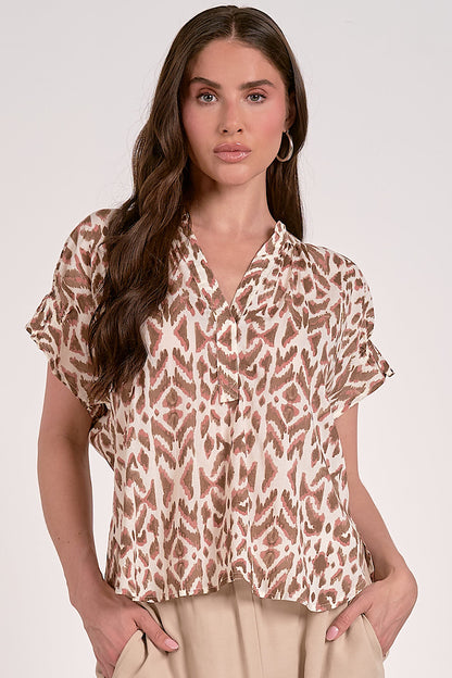 Love Lost Printed Blouse Natural