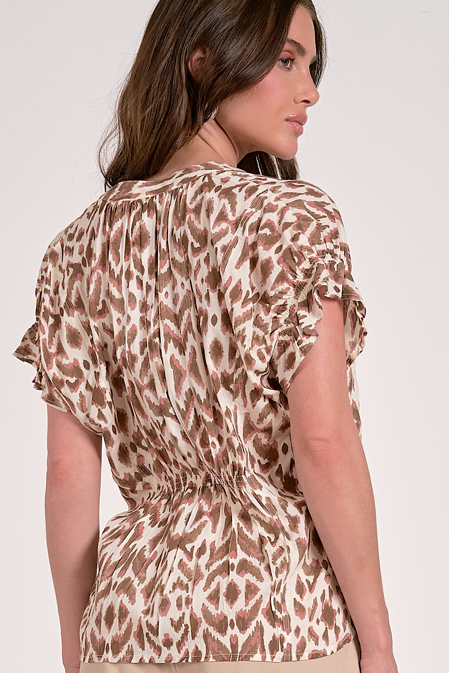 Love Lost Printed Blouse Natural