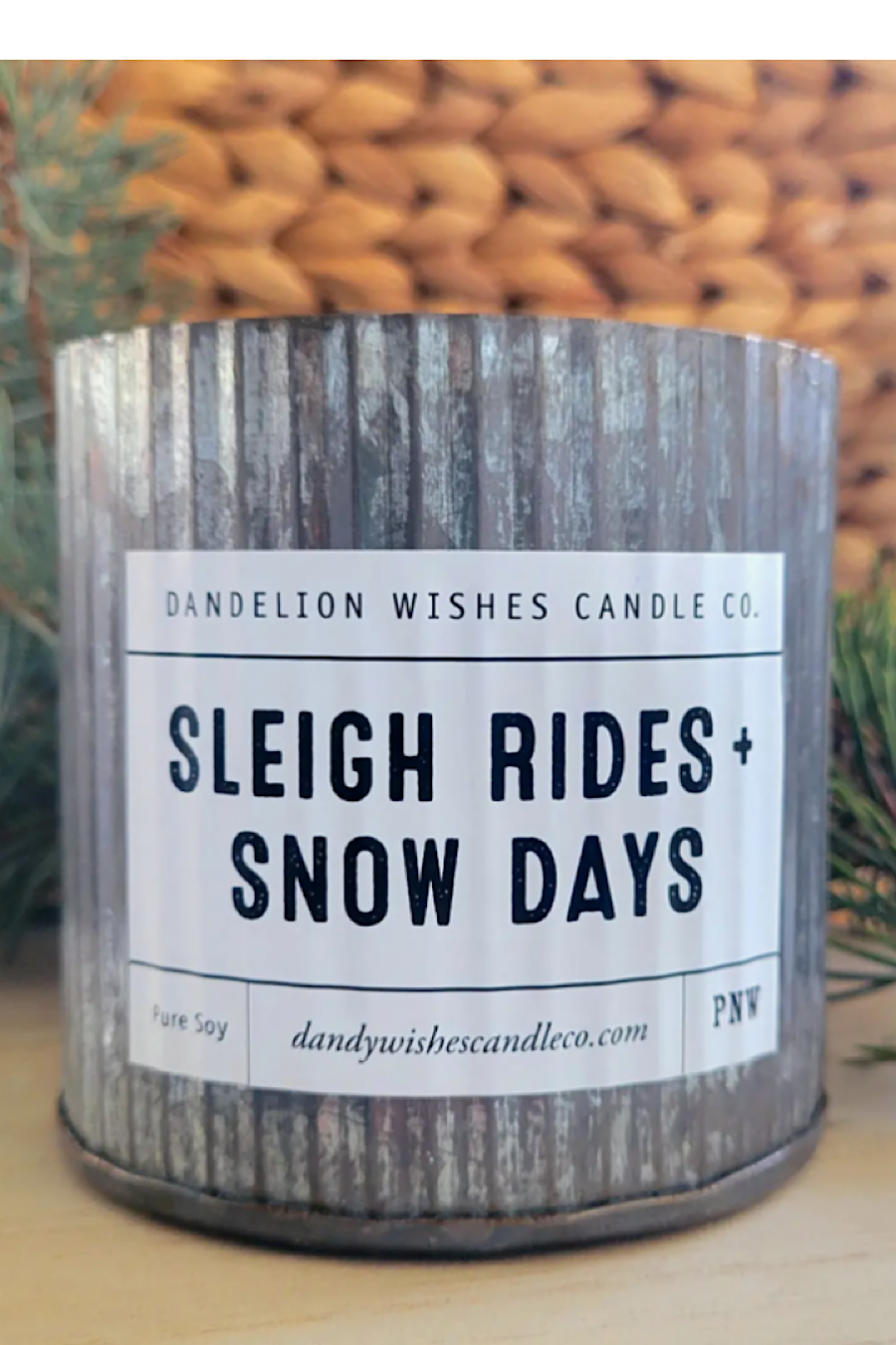 Rustic Galvanized Candle in Sleigh Rides & Snow Days