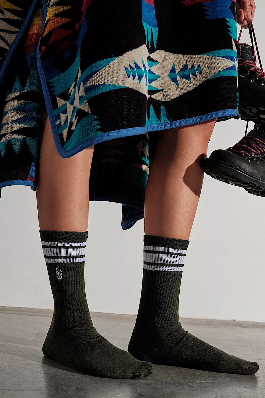 Free People Logo Stripe Tube Socks in White or Black