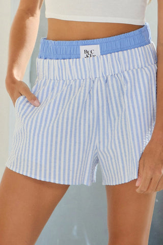 Stripe Seersucker Boxer Shorts Blue