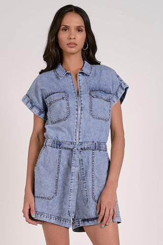 Elan Mila Denim Short Romper