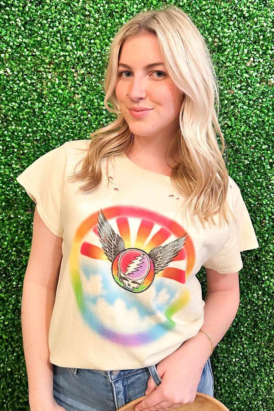 Chaser Grateful Dead Distressed Star Shields T-Shirt