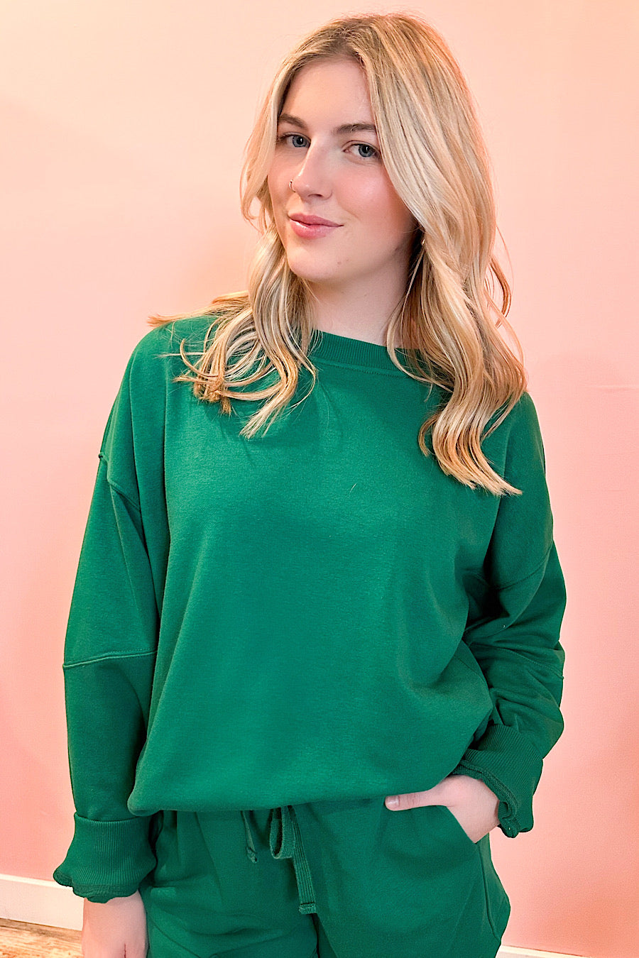 Fresh Greens Terry Sweatshirt in Kelly Green
