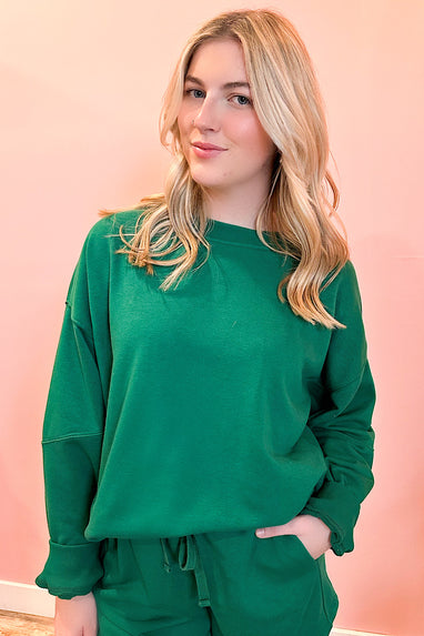 Fresh Greens Terry Sweatshirt in Kelly Green