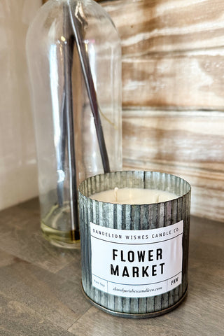 Rustic Galvanized Candle in Flower Market